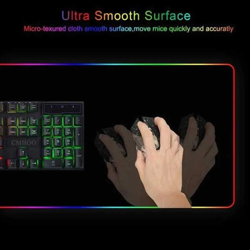 MOUSEPAD NEGRO RGB 90X40 CM ANTIDESLIZAN